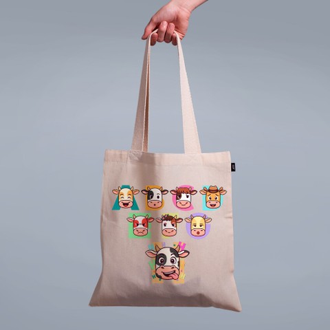 ECOBAG PALHA - VACA H - CARTOON
