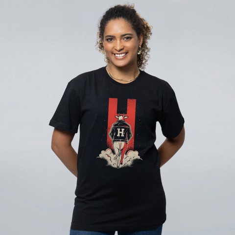 CAMISETA PRETA - VACA H - MOTOQUEIRA